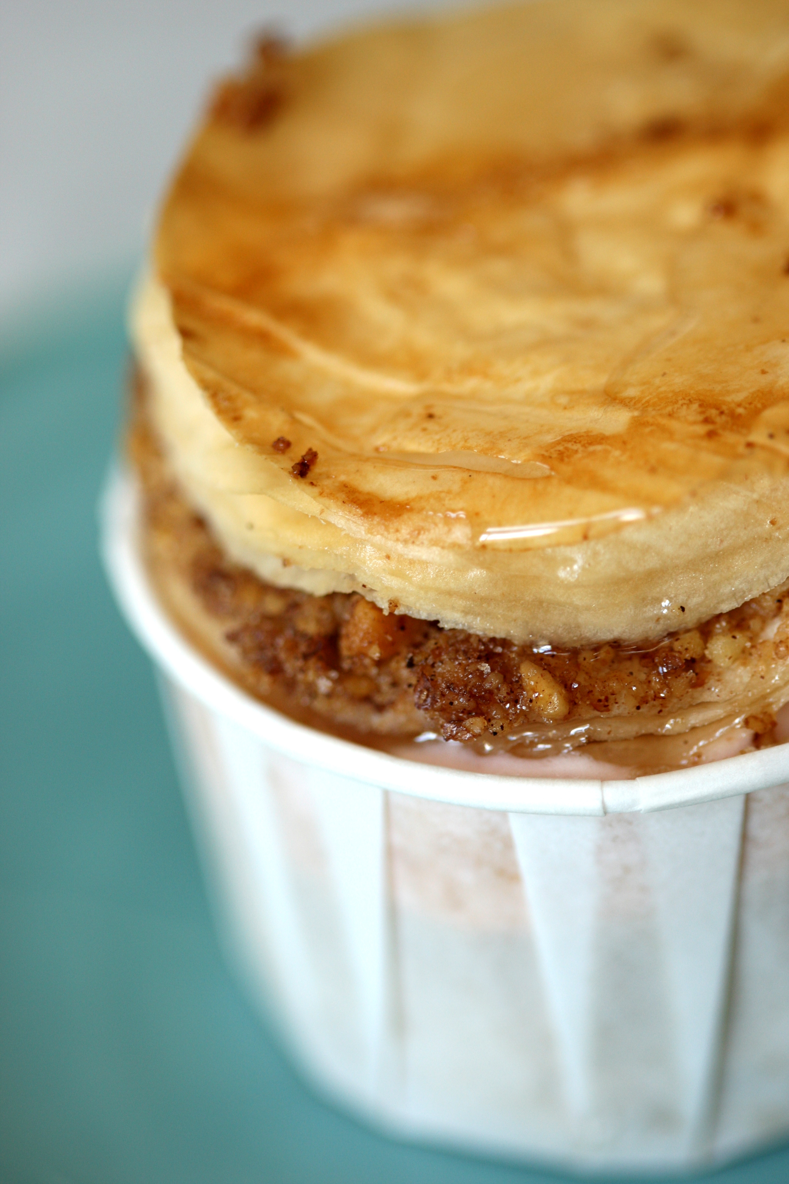 Walnut Cupcakes Topped with Rose White Chocolate Mousse and Baklava